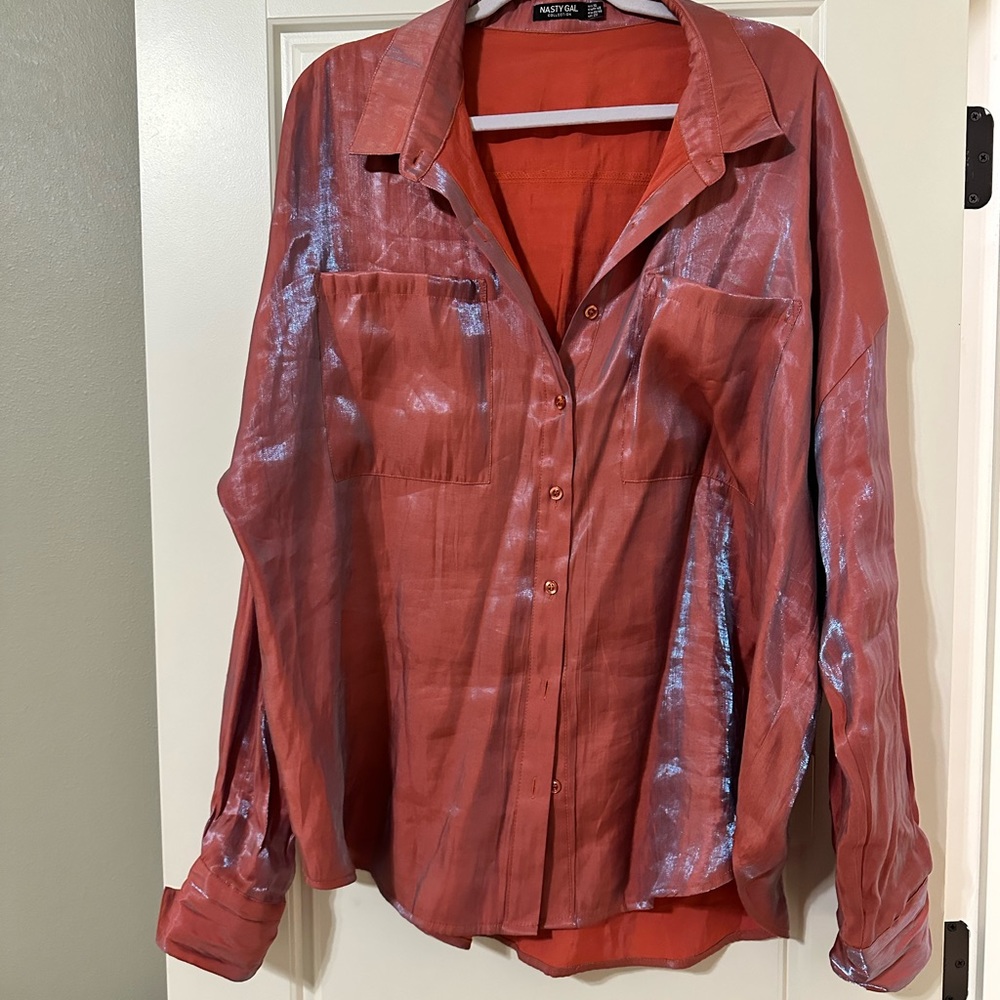 NastyGal Iridescent Button Down